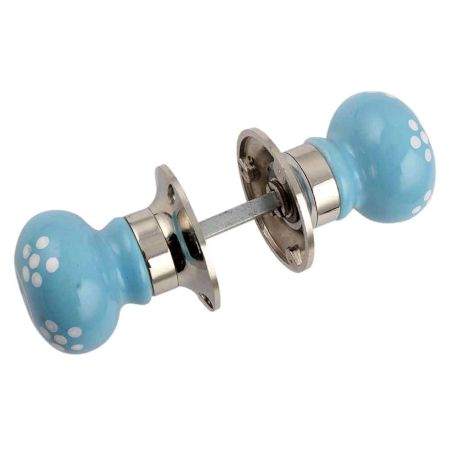 Turquoise Polka Dot Mortice Handle 2.25